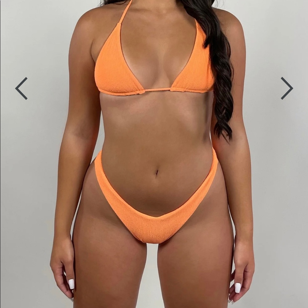 Coral bikini top and bottom